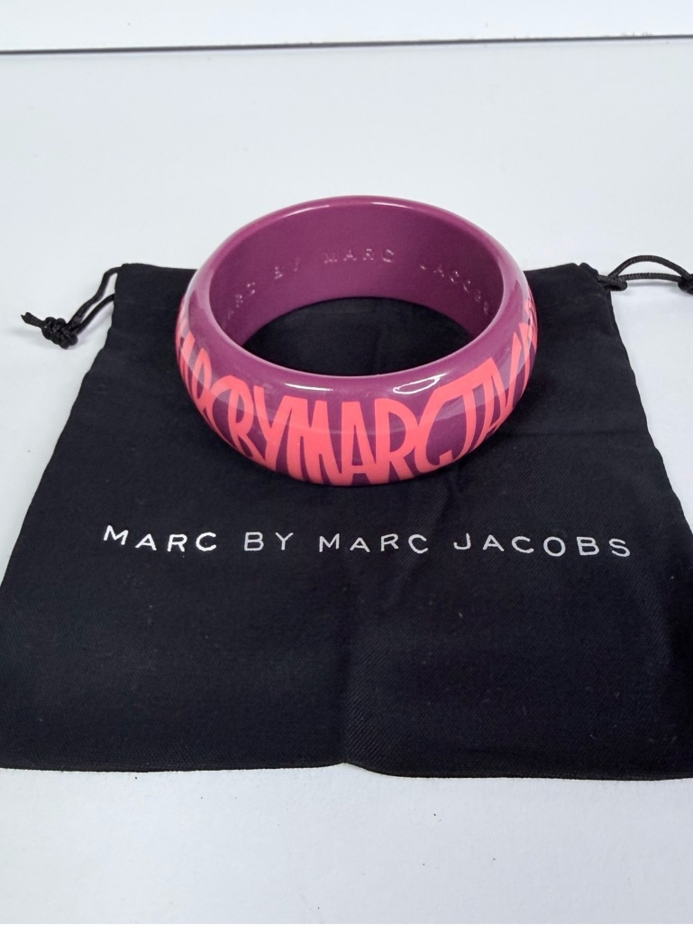 Marc by Marc Jacobs Purple and Pink Logo Bangle Bracelet